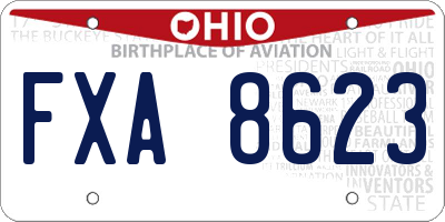 OH license plate FXA8623