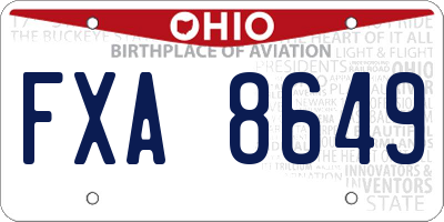OH license plate FXA8649