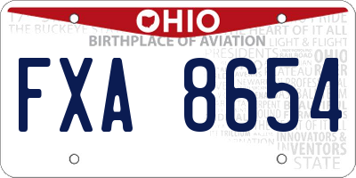 OH license plate FXA8654