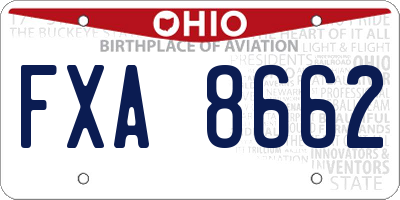 OH license plate FXA8662