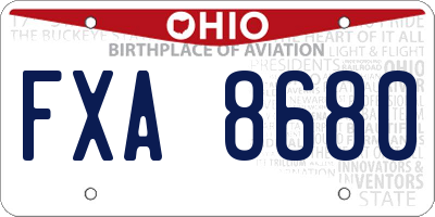 OH license plate FXA8680