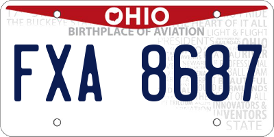 OH license plate FXA8687