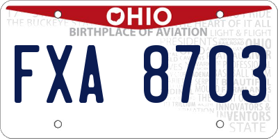 OH license plate FXA8703