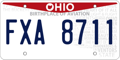 OH license plate FXA8711