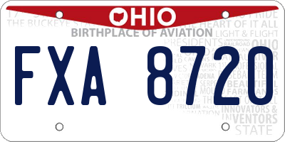 OH license plate FXA8720