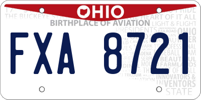 OH license plate FXA8721