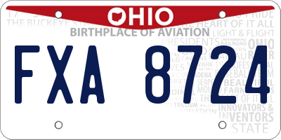 OH license plate FXA8724