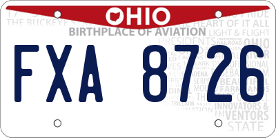 OH license plate FXA8726