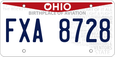 OH license plate FXA8728