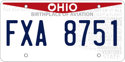 OH license plate FXA8751