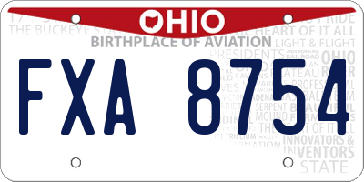 OH license plate FXA8754
