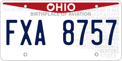 OH license plate FXA8757
