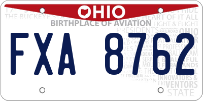 OH license plate FXA8762
