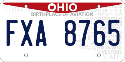 OH license plate FXA8765