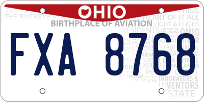 OH license plate FXA8768