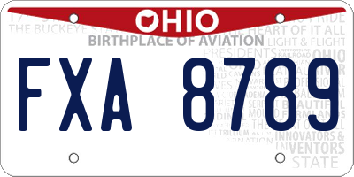 OH license plate FXA8789