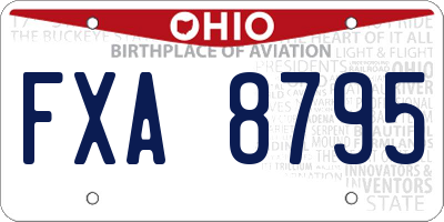 OH license plate FXA8795