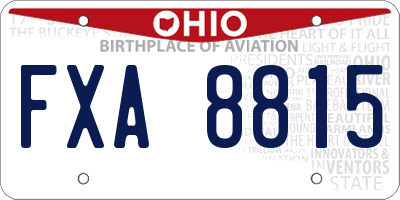 OH license plate FXA8815