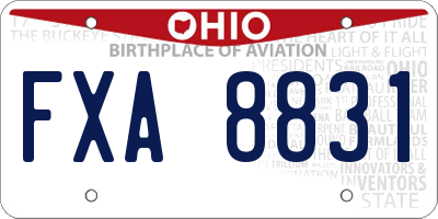 OH license plate FXA8831