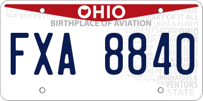 OH license plate FXA8840
