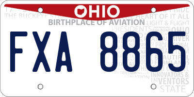 OH license plate FXA8865