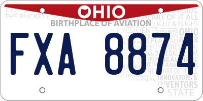 OH license plate FXA8874