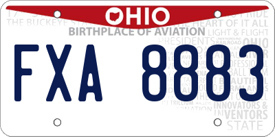 OH license plate FXA8883