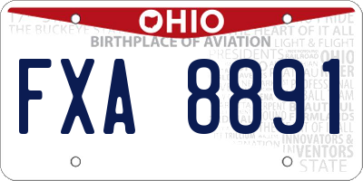 OH license plate FXA8891