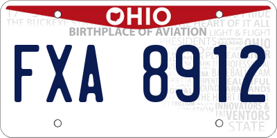OH license plate FXA8912