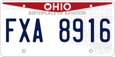 OH license plate FXA8916