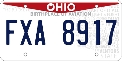 OH license plate FXA8917