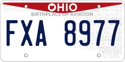 OH license plate FXA8977