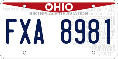 OH license plate FXA8981
