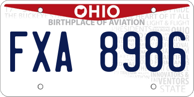 OH license plate FXA8986