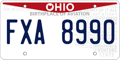 OH license plate FXA8990