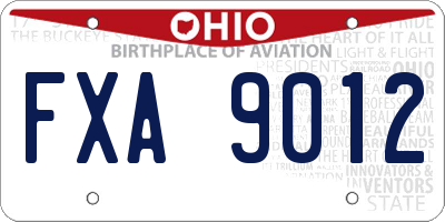 OH license plate FXA9012
