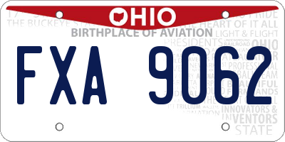 OH license plate FXA9062