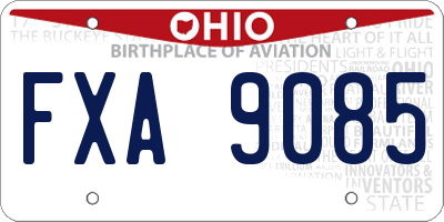 OH license plate FXA9085
