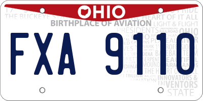 OH license plate FXA9110