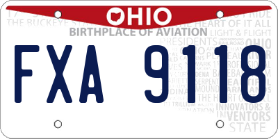 OH license plate FXA9118