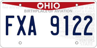 OH license plate FXA9122