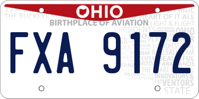OH license plate FXA9172