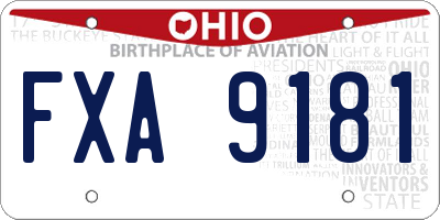 OH license plate FXA9181