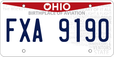 OH license plate FXA9190