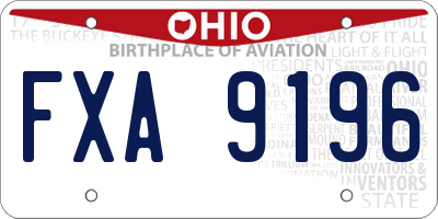 OH license plate FXA9196