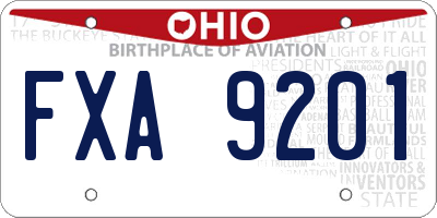 OH license plate FXA9201
