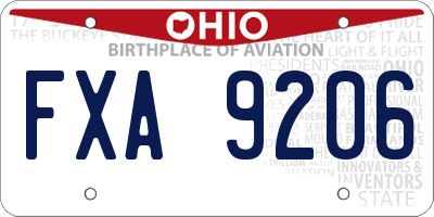 OH license plate FXA9206