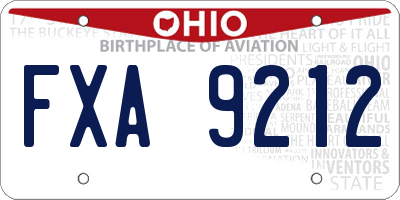 OH license plate FXA9212