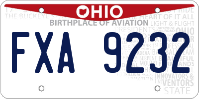 OH license plate FXA9232
