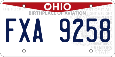 OH license plate FXA9258